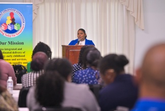Principal Director for Science in the Office of the Prime Minister, Dr. Natwaine Gardner, addresses a Training of Trainers session for Early Childhood Commission (ECC) officers participating in the Nurturing Early Scientific Thinking (NEST) Initiative at the Medallion Hall Hotel in St. Andrew on Thursday (October 15).
