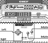 The controls menu for Chef in Game & Watch Gallery 2, in the standard Game Boy mode.