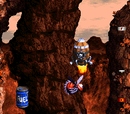 The rocket descends to a red Buzz in Rocket Rush