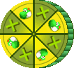 Sprite of a Bonus Mission wheel in Yoshi Topsy-Turvy