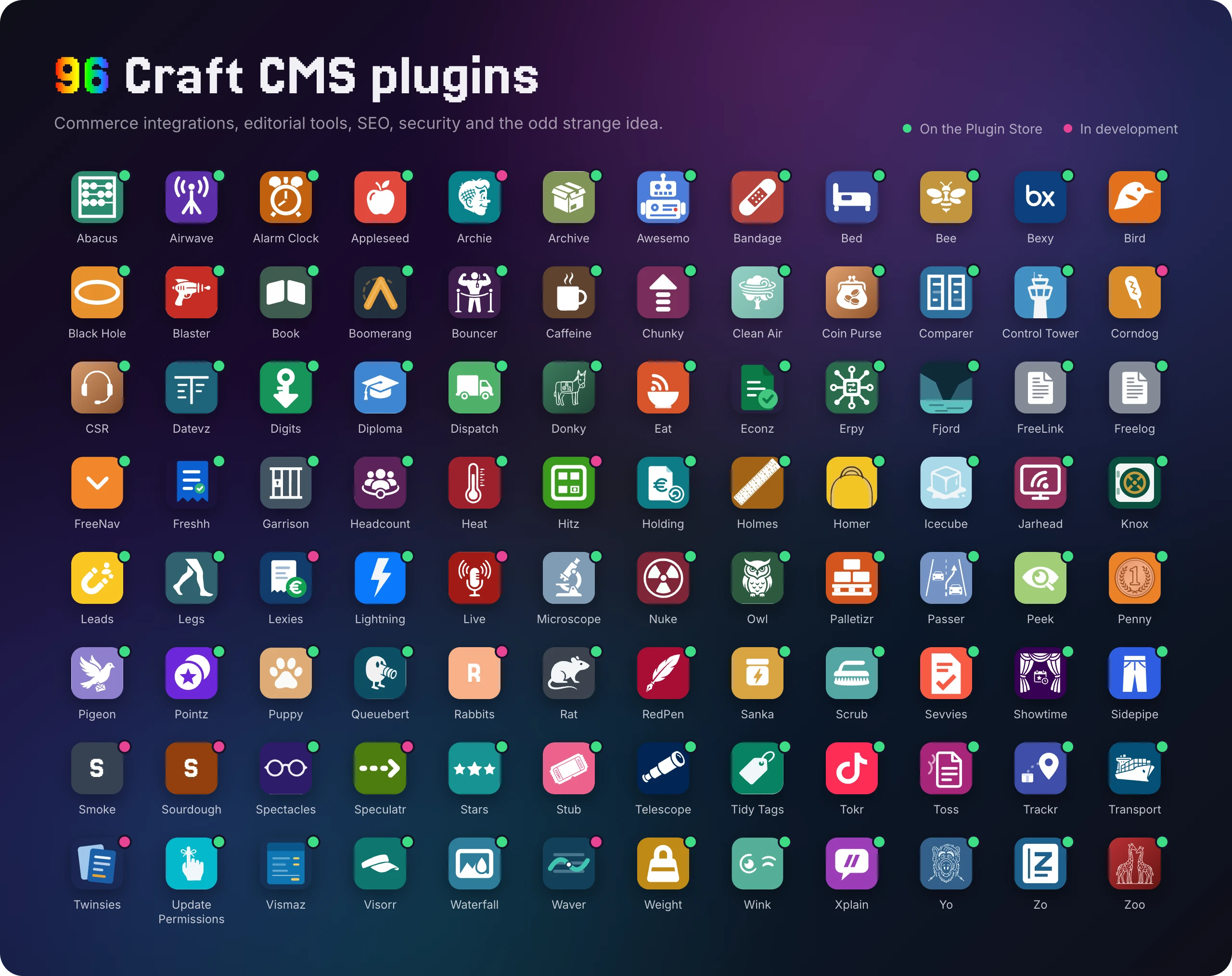 Grid of Justin Holt's Craft CMS plugins