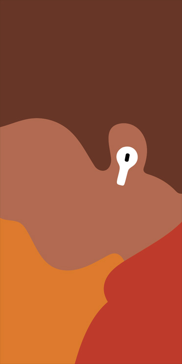 Illustration einer Nahaufnahme eines Mannes im Profil, der AirPods Pro 3 im linken Ohr trägt